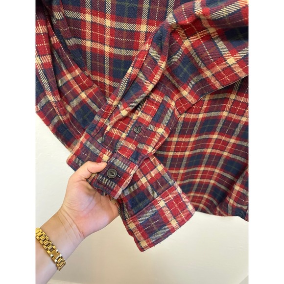 Mens American Eagle Flannel Shirt Medium Red Plaid Barn Thick Warm, Size L - Picture 9 of 10